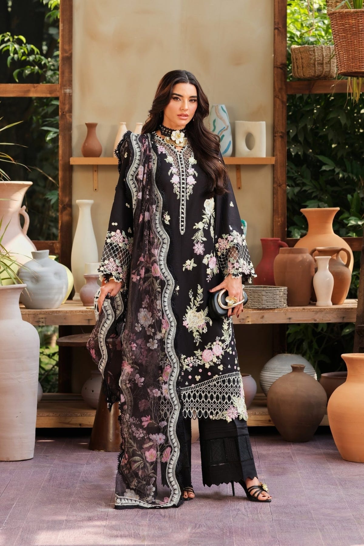Maryam Hussain | Luxury Lawn 26 | Noir-Brand:Maryam Hussain-Type:Ladies Clothes - House of Maryam- Buy in UK, USA