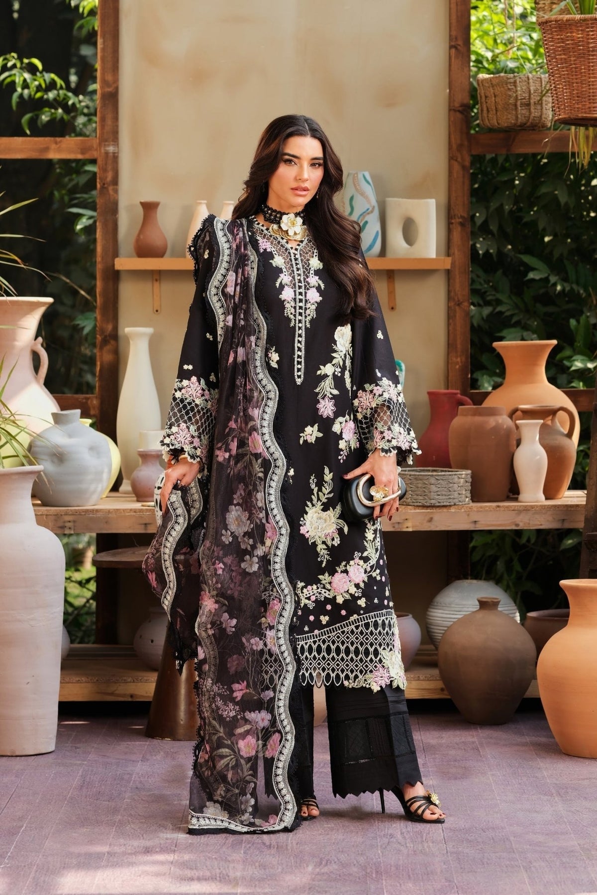 Maryam Hussain | Luxury Lawn 26 | Noir-Brand:Maryam Hussain-Type:Ladies Clothes - House of Maryam- Buy in UK, USA