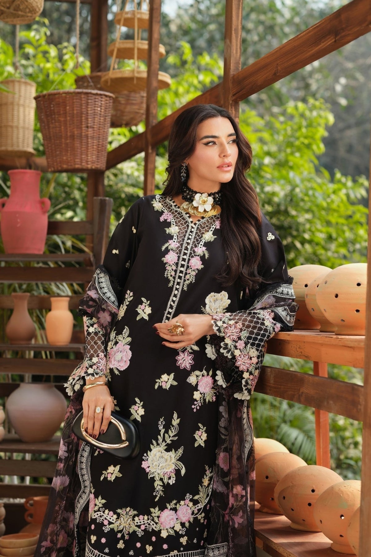 Maryam Hussain | Luxury Lawn 26 | Noir-Brand:Maryam Hussain-Type:Ladies Clothes - House of Maryam- Buy in UK, USA