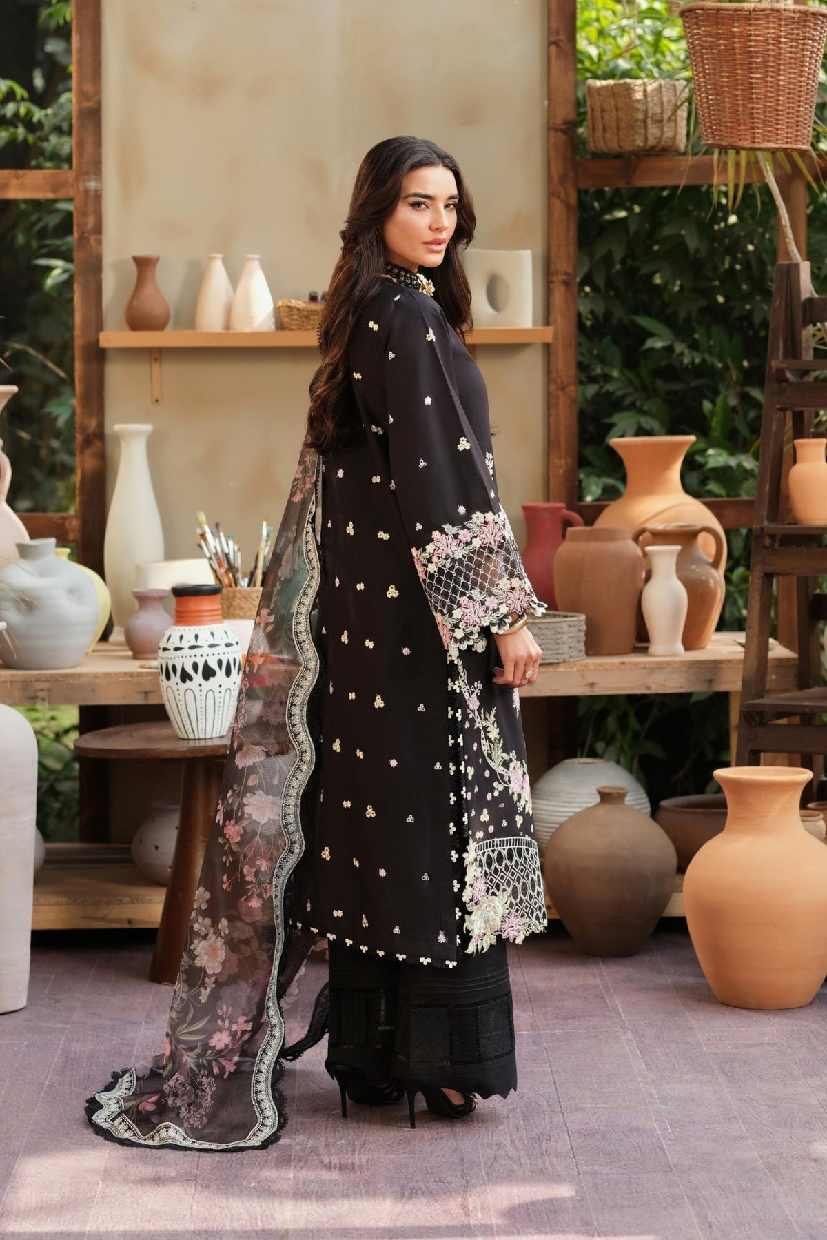 Maryam Hussain | Luxury Lawn 26 | Noir-Brand:Maryam Hussain-Type:Ladies Clothes - House of Maryam- Buy in UK, USA