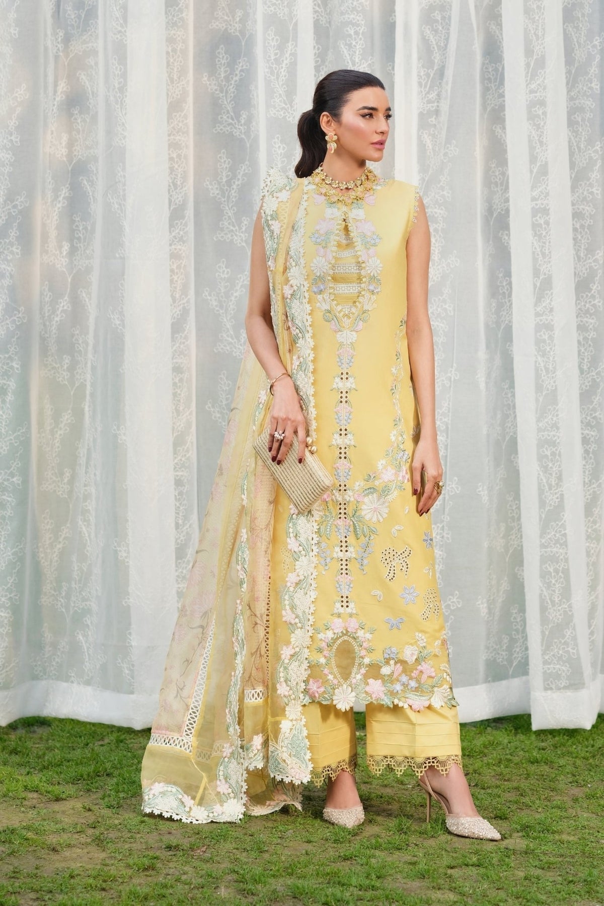 Maryam Hussain | Luxury Lawn 26 | Sunflower-Brand:Maryam Hussain-Type:Ladies Clothes - House of Maryam- Buy in UK, USA