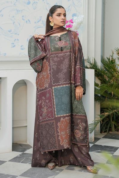 Maryams | Lawn Edit 26 | Basil-Brand:Maryams-Type:Ladies Clothes-Chocolate Brown-Lawn-House of Maryam- Buy in UK, USA
