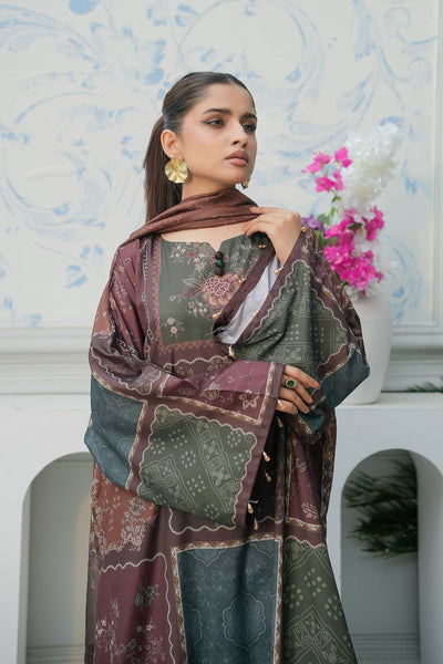 Maryams | Lawn Edit 26 | Basil-Brand:Maryams-Type:Ladies Clothes-Chocolate Brown-Lawn-House of Maryam- Buy in UK, USA