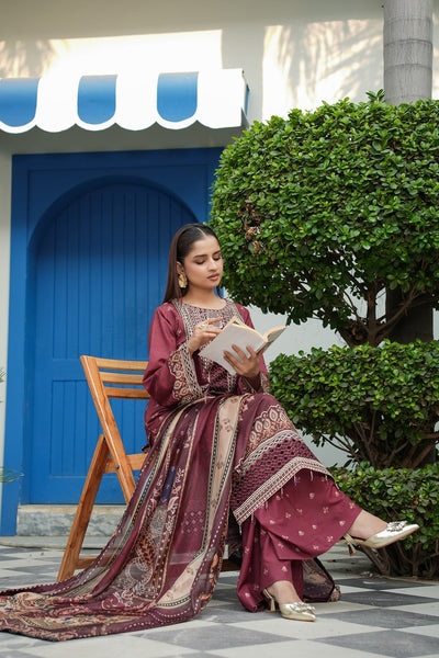 Maryams | Lawn Edit 26 | Bloom-Brand:Maryams-Type:Ladies Clothes-Maroon-Lawn-House of Maryam- Buy in UK, USA