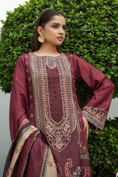 Maryams | Lawn Edit 26 | Bloom-Brand:Maryams-Type:Ladies Clothes-Maroon-Lawn-House of Maryam- Buy in UK, USA