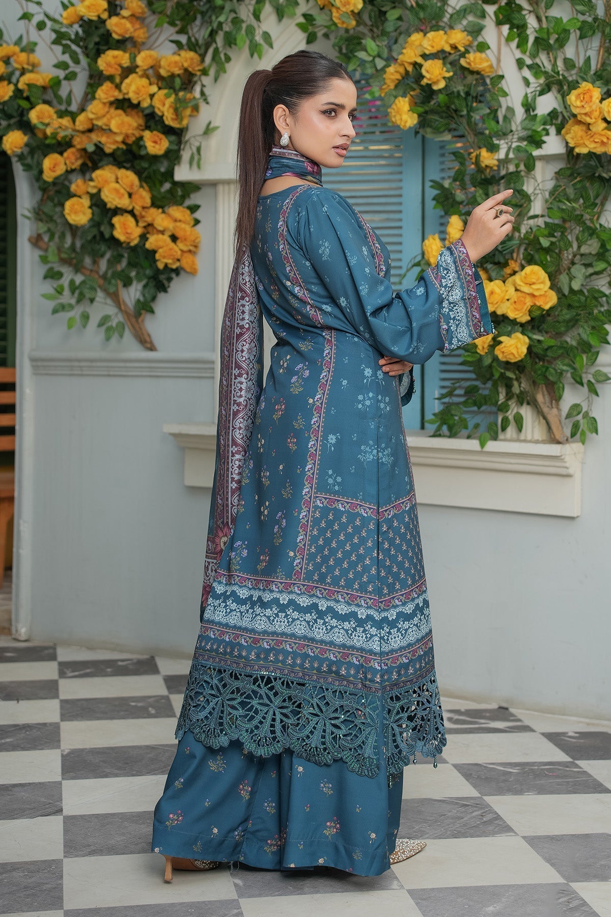 Maryams | Lawn Edit 26 | Crimson-Brand:Maryams-Type:Ladies Clothes-Zinc-Lawn-House of Maryam- Buy in UK, USA