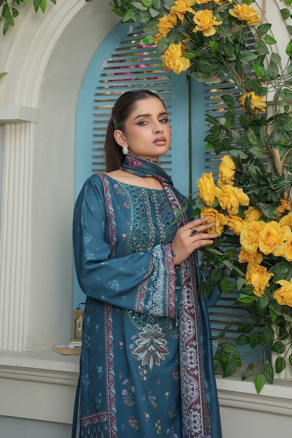 Maryams | Lawn Edit 26 | Crimson-Brand:Maryams-Type:Ladies Clothes-Zinc-Lawn-House of Maryam- Buy in UK, USA
