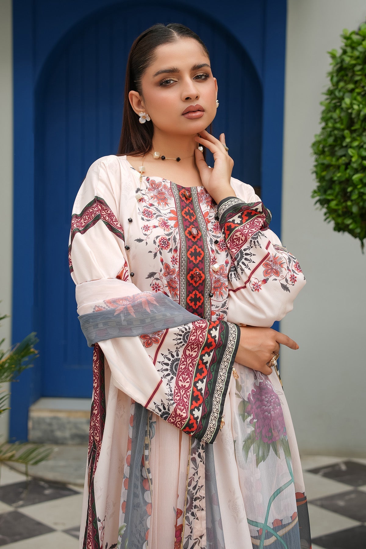 Maryams | Lawn Edit 26 | Iris-Brand:Maryams-Type:Ladies Clothes-Off White-Lawn-House of Maryam- Buy in UK, USA