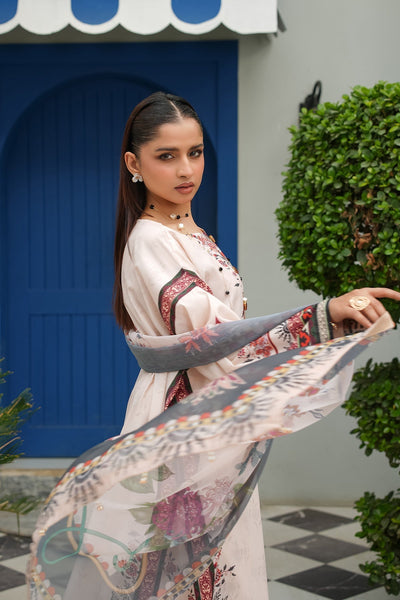 Maryams | Lawn Edit 26 | Iris-Brand:Maryams-Type:Ladies Clothes-Off White-Lawn-House of Maryam- Buy in UK, USA
