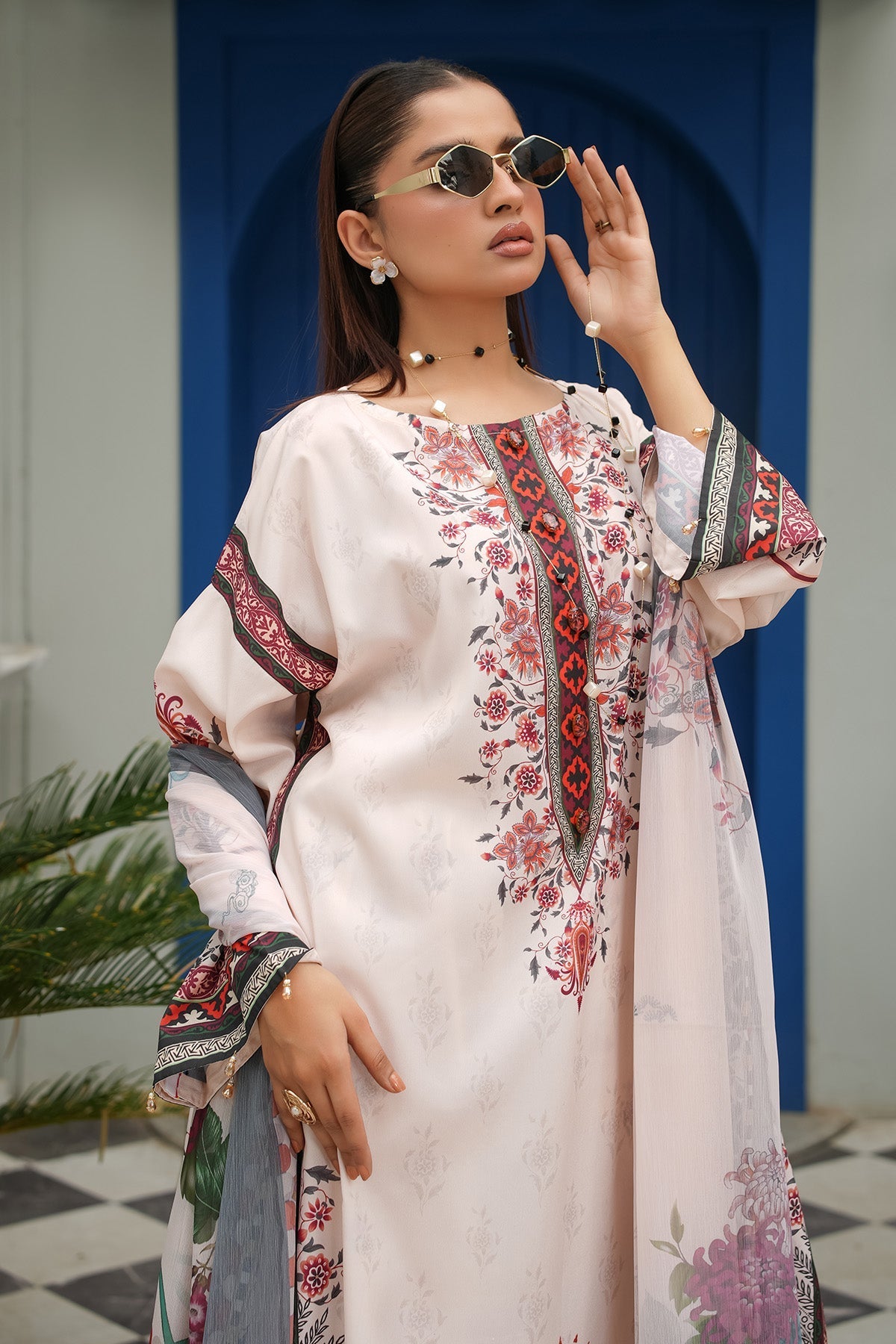 Maryams | Lawn Edit 26 | Iris-Brand:Maryams-Type:Ladies Clothes-Off White-Lawn-House of Maryam- Buy in UK, USA