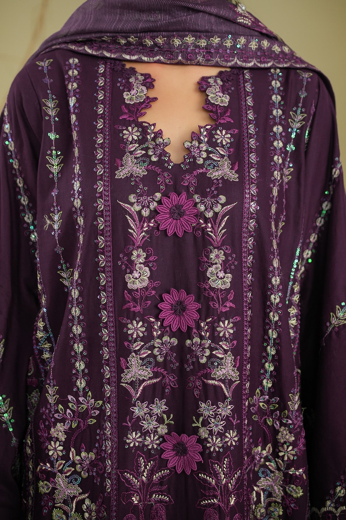 Maryams | Summer Bloom | Ayla-Brand:Maryams-Type:Ladies Clothes-Dark Purple-Cotton-House of Maryam- Buy in UK, USA