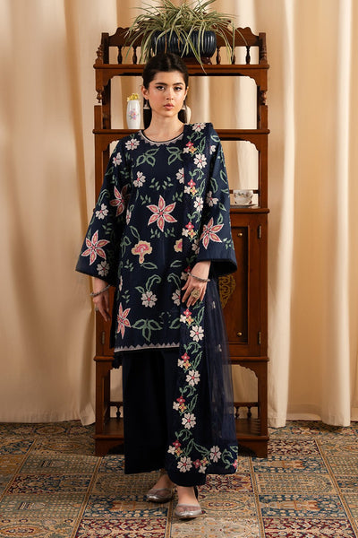 Maryum N Maria | Dali Luxe | FLORENCE - MS50289-Brand:Maryum N Maria-Type:Ladies Clothes-Navy Blue-Lawn-House of Maryam- Buy in UK, USA