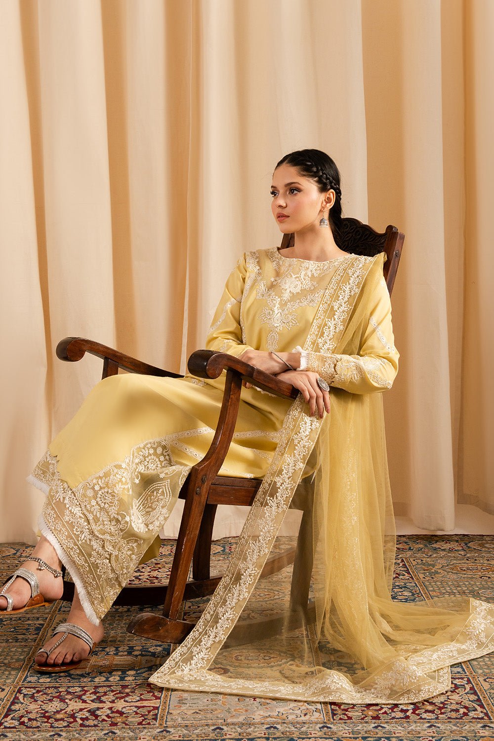Maryum N Maria | Dali Luxe | JUNE - MS50297-Brand:Maryum N Maria-Type:Ladies Clothes-Yellow-Lawn-House of Maryam- Buy in UK, USA