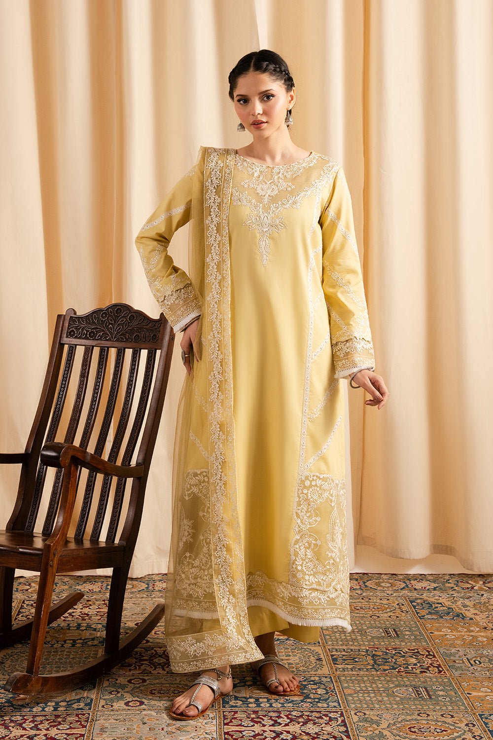 Maryum N Maria | Dali Luxe | JUNE - MS50297-Brand:Maryum N Maria-Type:Ladies Clothes-Yellow-Lawn-House of Maryam- Buy in UK, USA