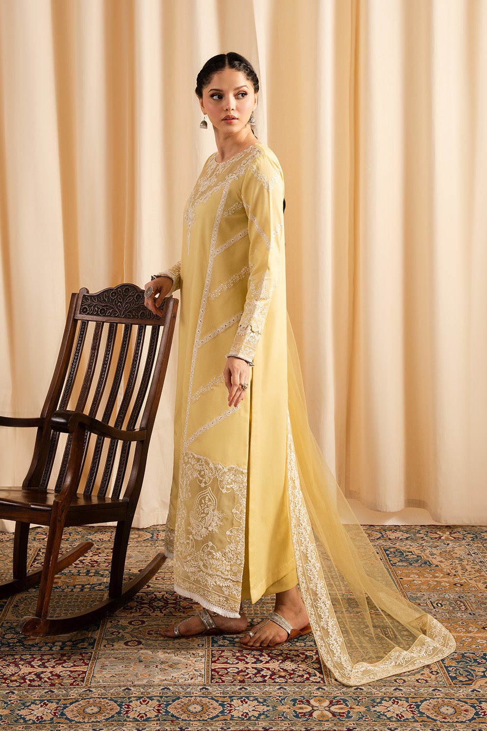 Maryum N Maria | Dali Luxe | JUNE - MS50297-Brand:Maryum N Maria-Type:Ladies Clothes-Yellow-Lawn-House of Maryam- Buy in UK, USA
