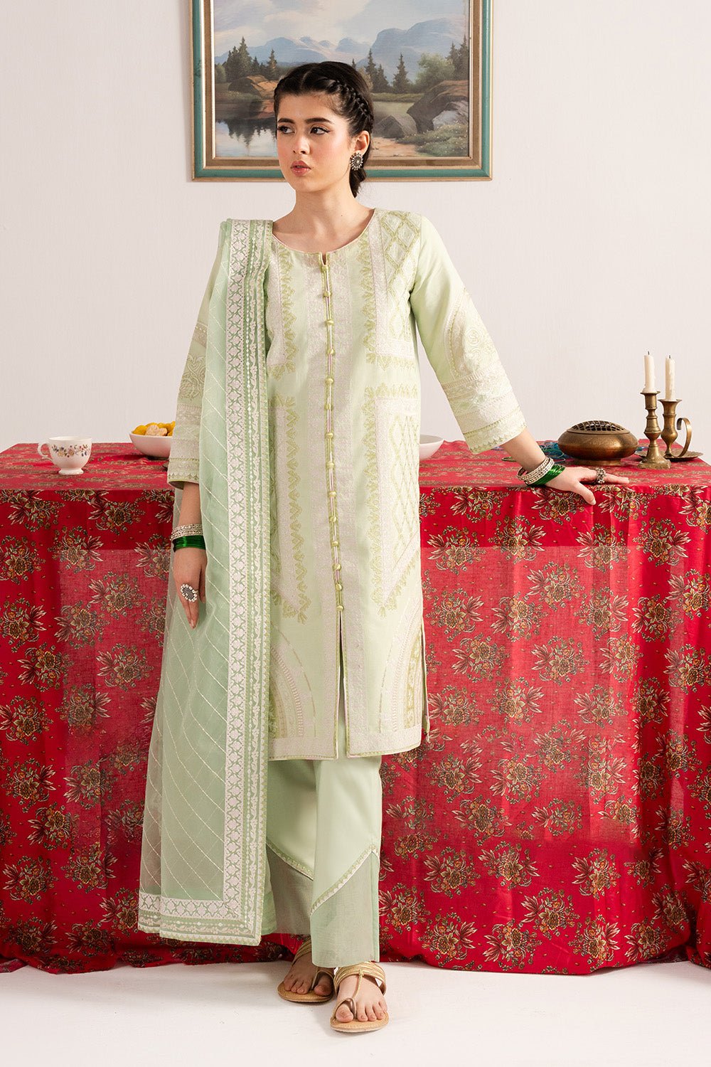Maryum N Maria | Dali Luxe | LANA - MS50291-Brand:Maryum N Maria-Type:Ladies Clothes-Mint Green-Lawn-House of Maryam- Buy in UK, USA
