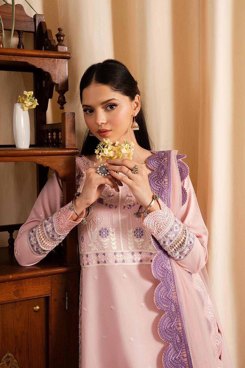 Maryum N Maria | Dali Luxe | SAKURA - MS50296-Brand:Maryum N Maria-Type:Ladies Clothes-Pink-Lawn-House of Maryam- Buy in UK, USA