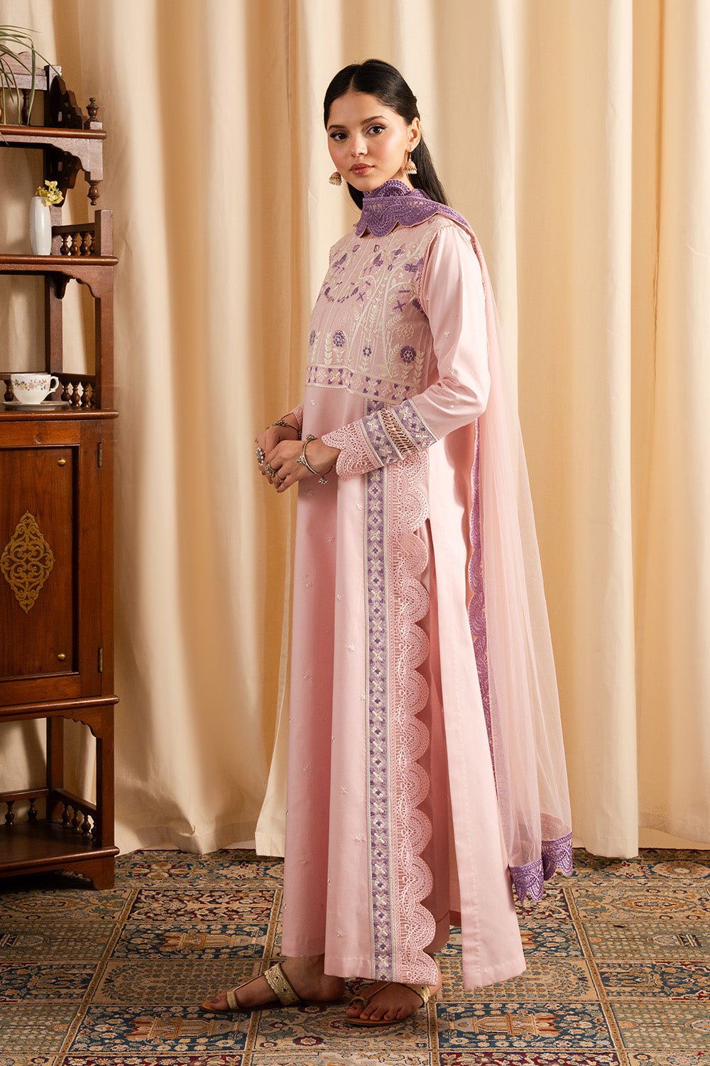 Maryum N Maria | Dali Luxe | SAKURA - MS50296-Brand:Maryum N Maria-Type:Ladies Clothes-Pink-Lawn-House of Maryam- Buy in UK, USA