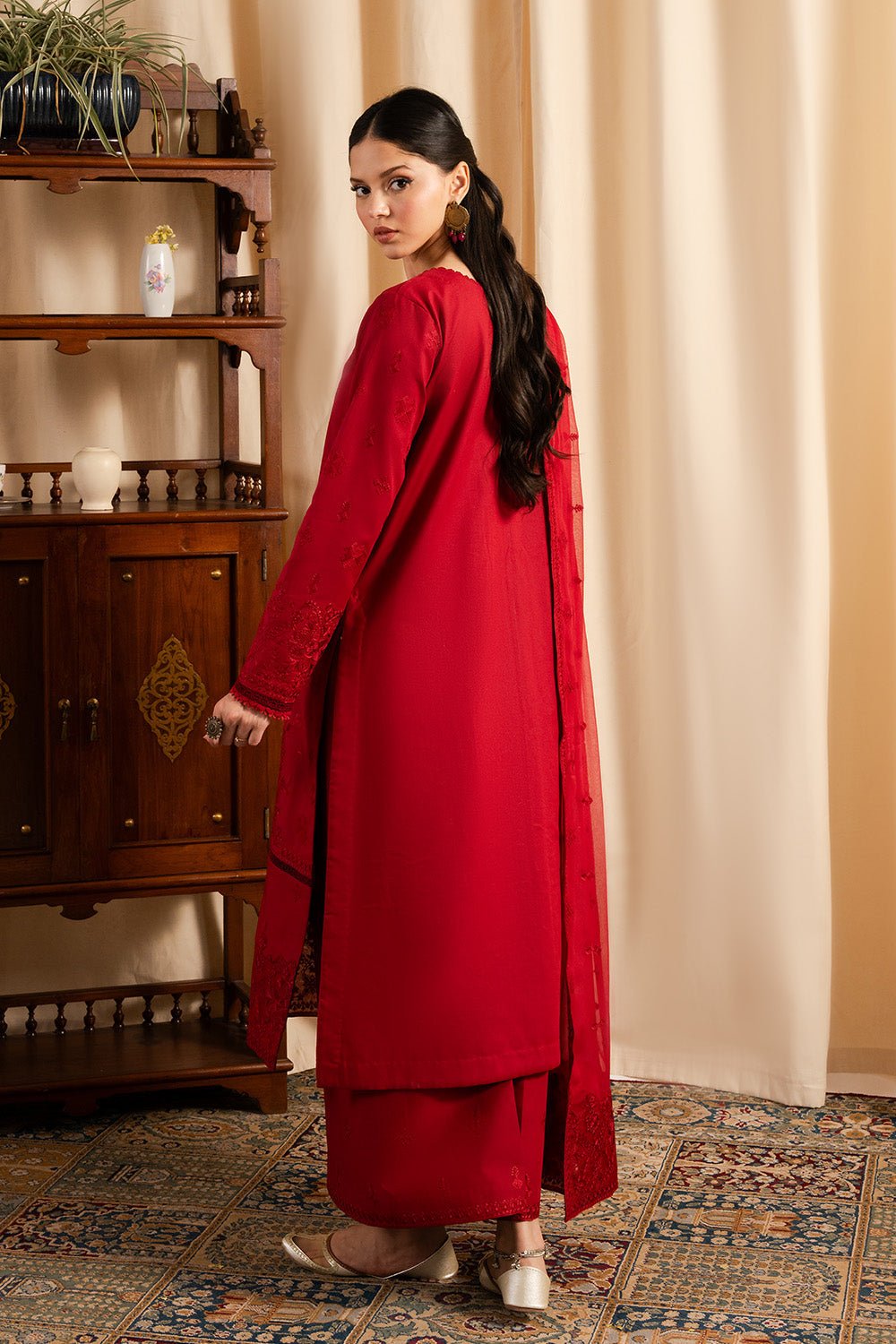 Maryum N Maria | Dali Luxe | VALERIE - MS50290-Brand:Maryum N Maria-Type:Ladies Clothes-Red-Lawn-House of Maryam- Buy in UK, USA