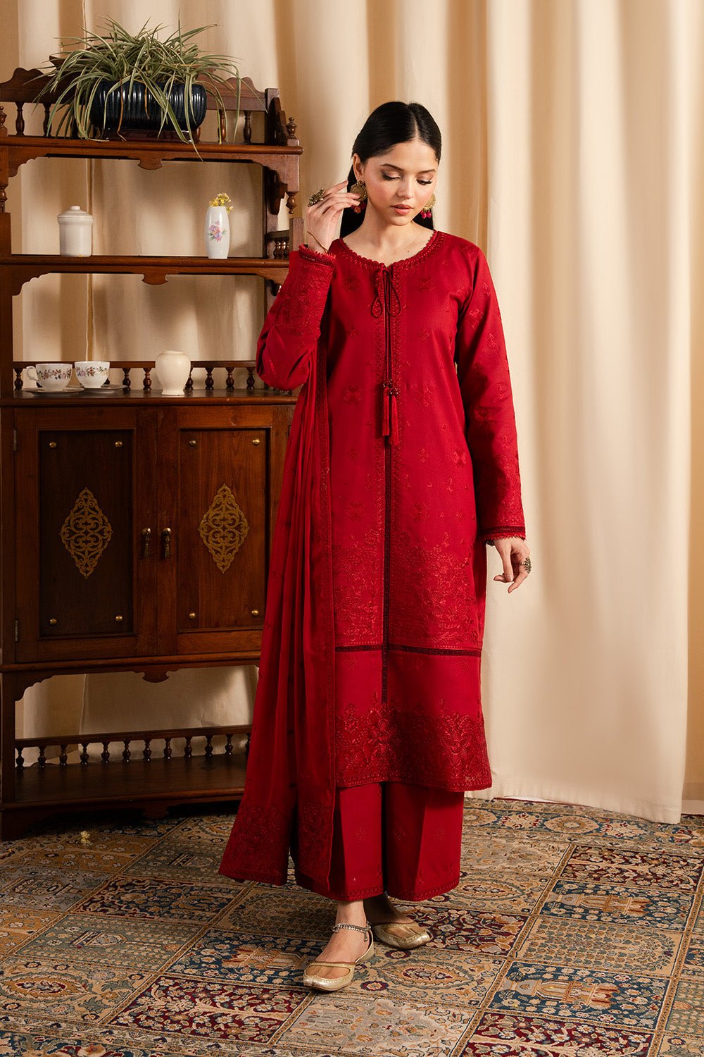 Maryum N Maria | Dali Luxe | VALERIE - MS50290-Brand:Maryum N Maria-Type:Ladies Clothes-Red-Lawn-House of Maryam- Buy in UK, USA