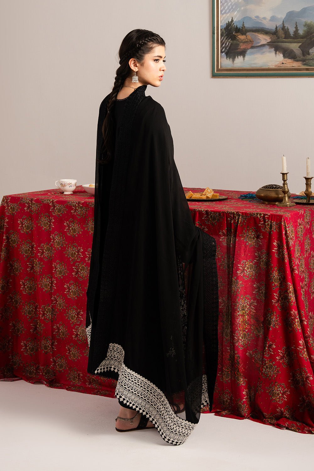 Maryum N Maria | Dali Luxe | ZARA - MS50298-Brand:Maryum N Maria-Type:Ladies Clothes-Black-Lawn-House of Maryam- Buy in UK, USA
