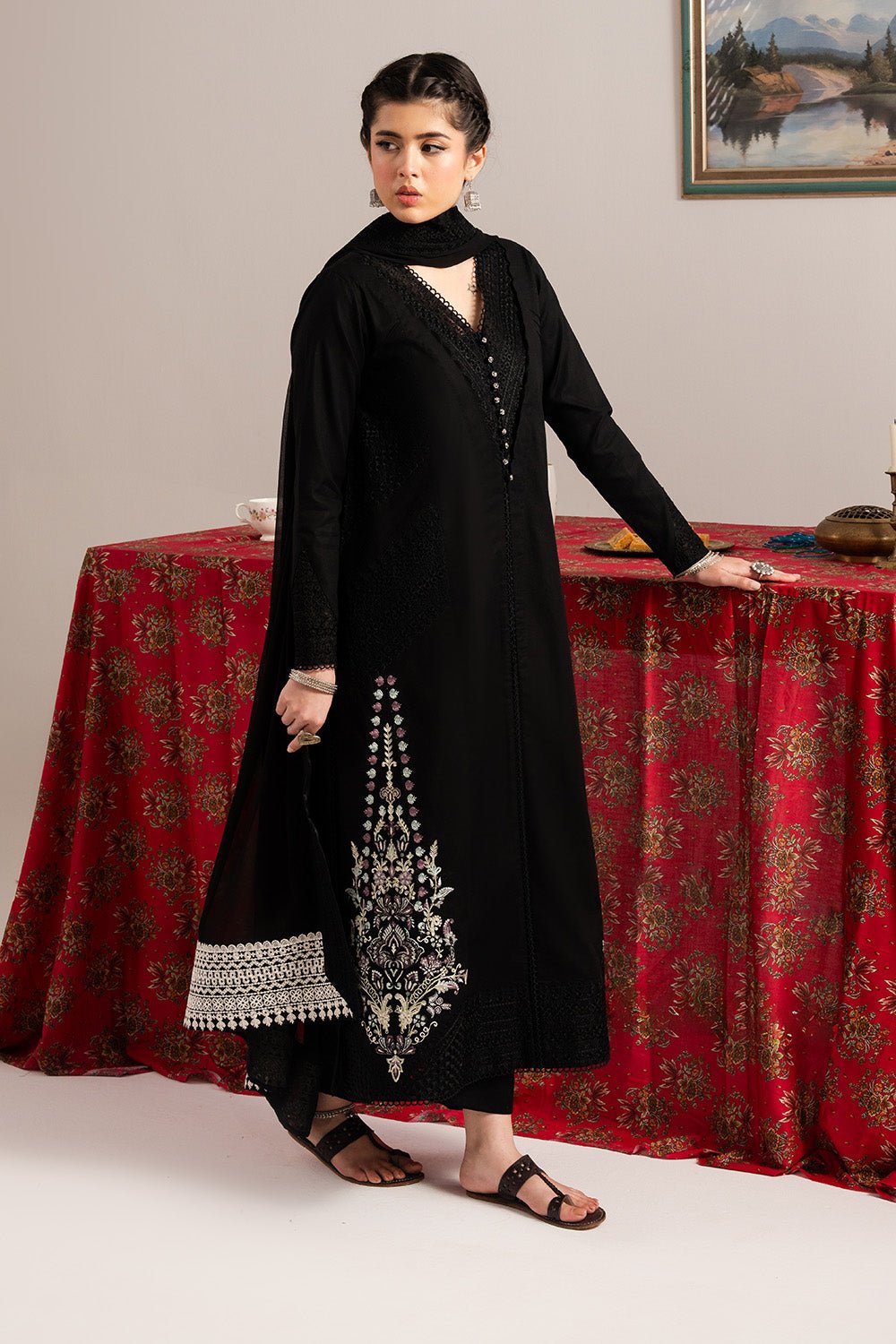 Maryum N Maria | Dali Luxe | ZARA - MS50298-Brand:Maryum N Maria-Type:Ladies Clothes-Black-Lawn-House of Maryam- Buy in UK, USA