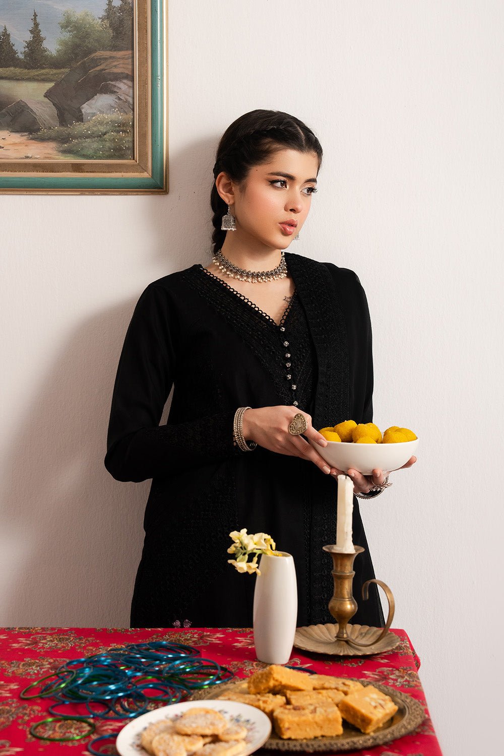 Maryum N Maria | Dali Luxe | ZARA - MS50298-Brand:Maryum N Maria-Type:Ladies Clothes-Black-Lawn-House of Maryam- Buy in UK, USA