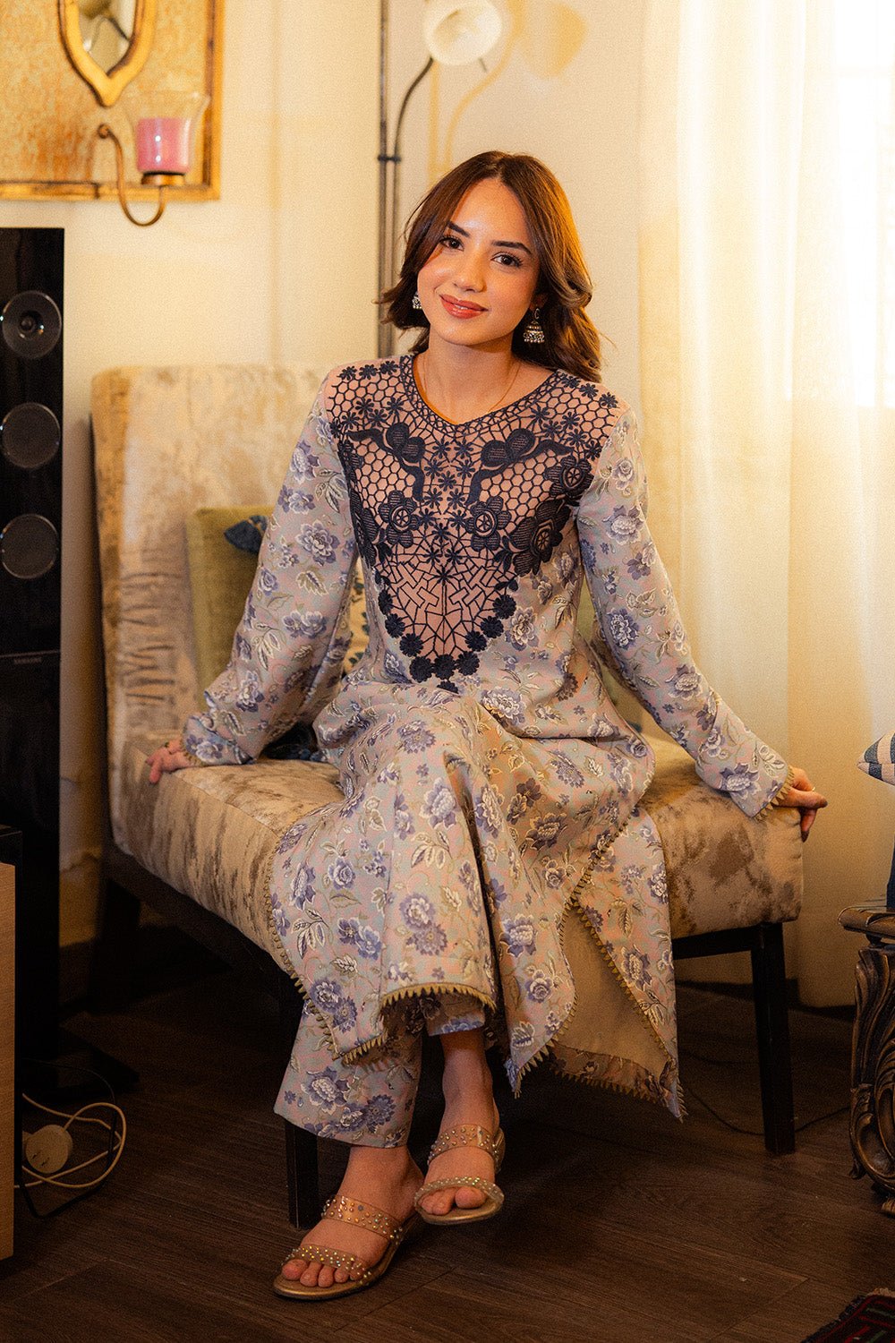 Maryum N Maria | Everywear Casuals | RAHMA - MWS6276-Brand:Maryam N Maria-Type:Ladies Clothes-Soft Gray-Lawn-House of Maryam- Buy in UK, USA