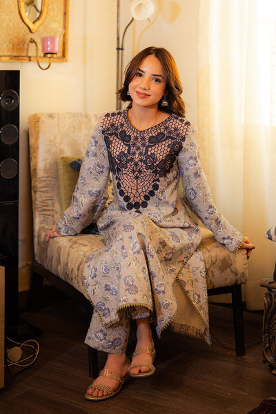 Maryum N Maria | Everywear Casuals | RAHMA - MWS6276-Brand:Maryam N Maria-Type:Ladies Clothes-Soft Gray-Lawn-House of Maryam- Buy in UK, USA