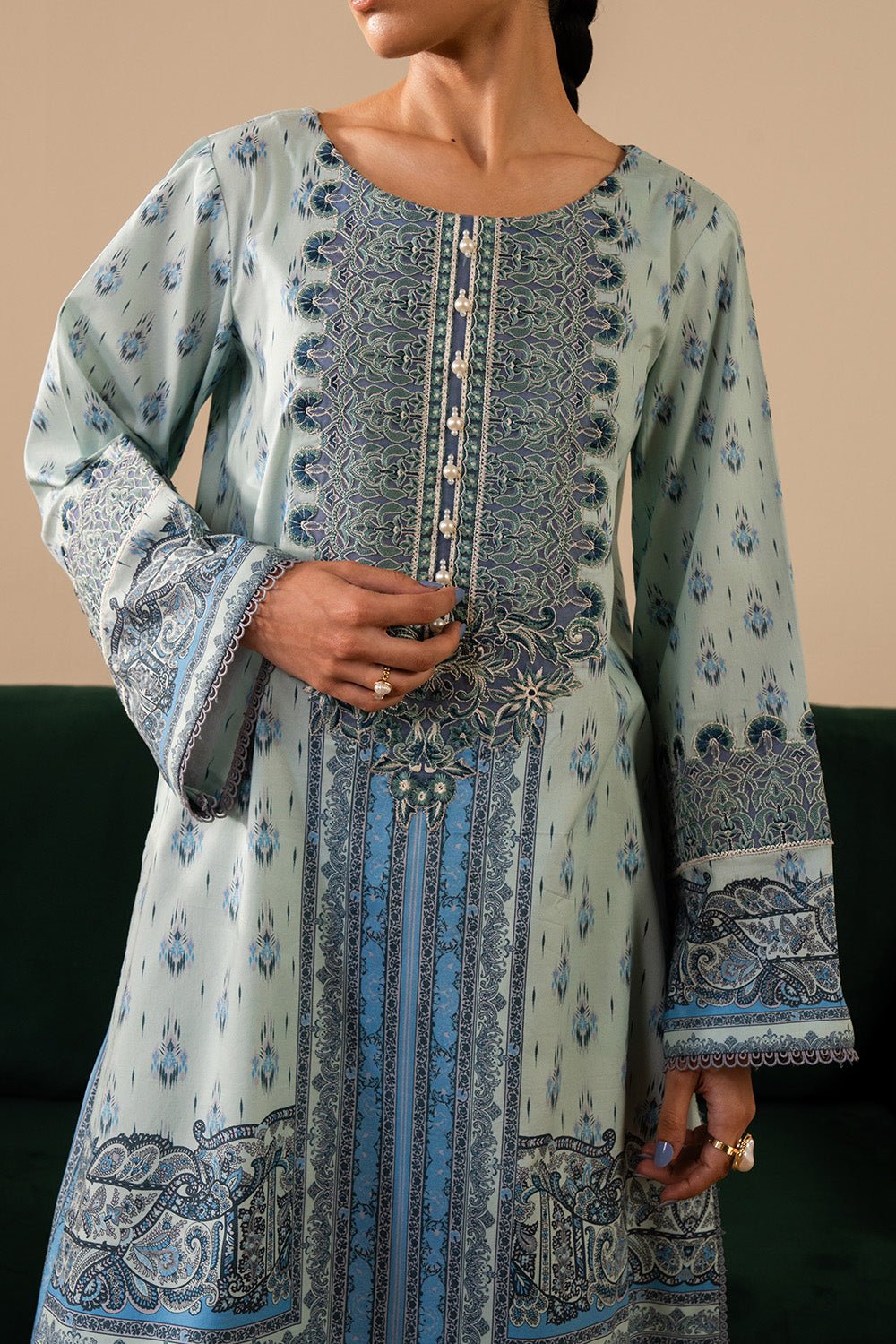 Maryum N Maria | Floren Lawn | ALORA-Brand:Maryam N Maria-Type:Ladies Clothes-Ice Blue-Lawn-House of Maryam- Buy in UK, USA