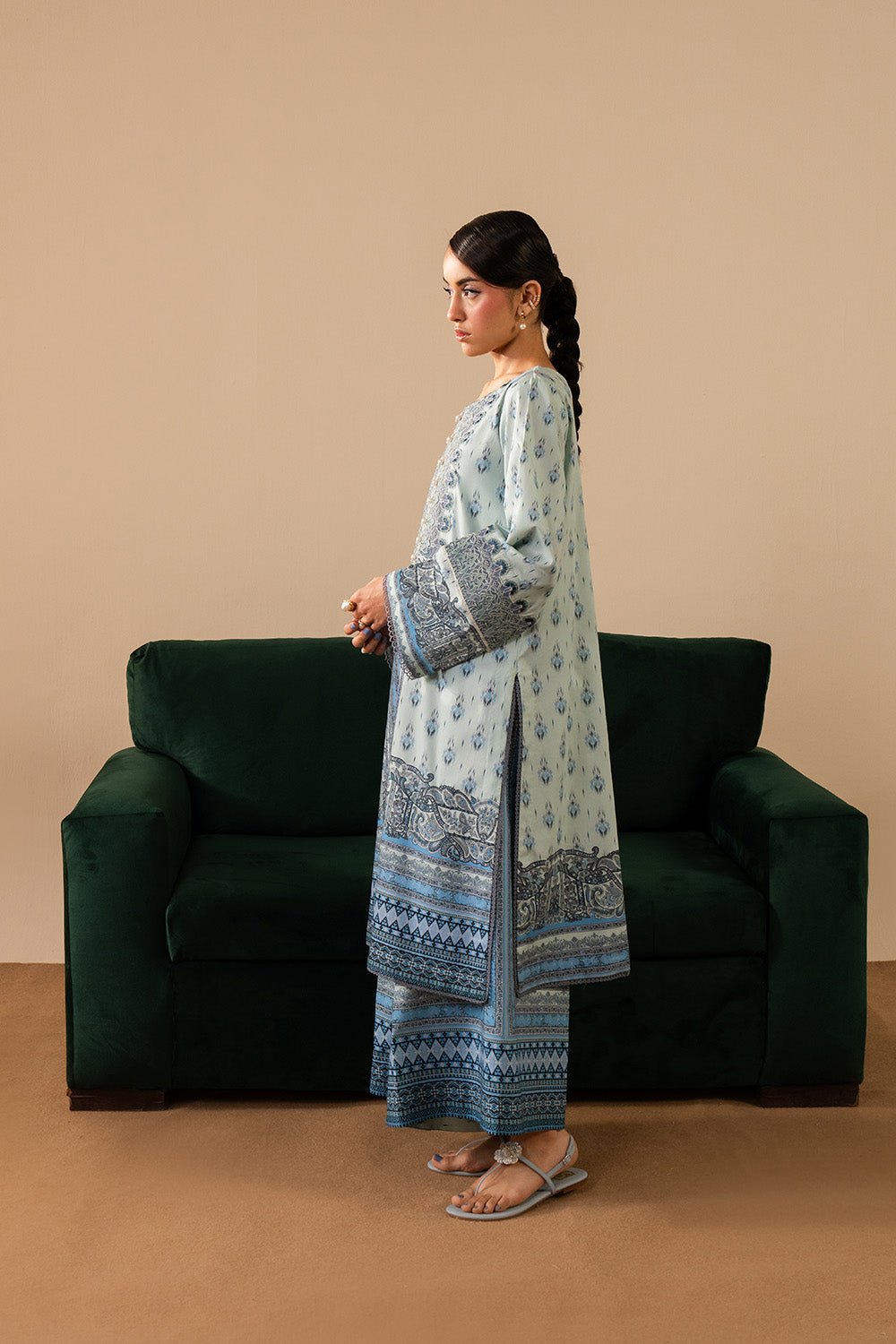 Maryum N Maria | Floren Lawn | ALORA-Brand:Maryam N Maria-Type:Ladies Clothes-Ice Blue-Lawn-House of Maryam- Buy in UK, USA