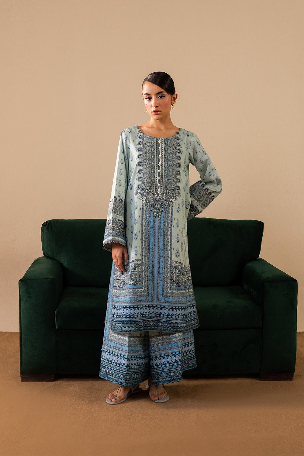 Maryum N Maria | Floren Lawn | ALORA-Brand:Maryam N Maria-Type:Ladies Clothes-Ice Blue-Lawn-House of Maryam- Buy in UK, USA