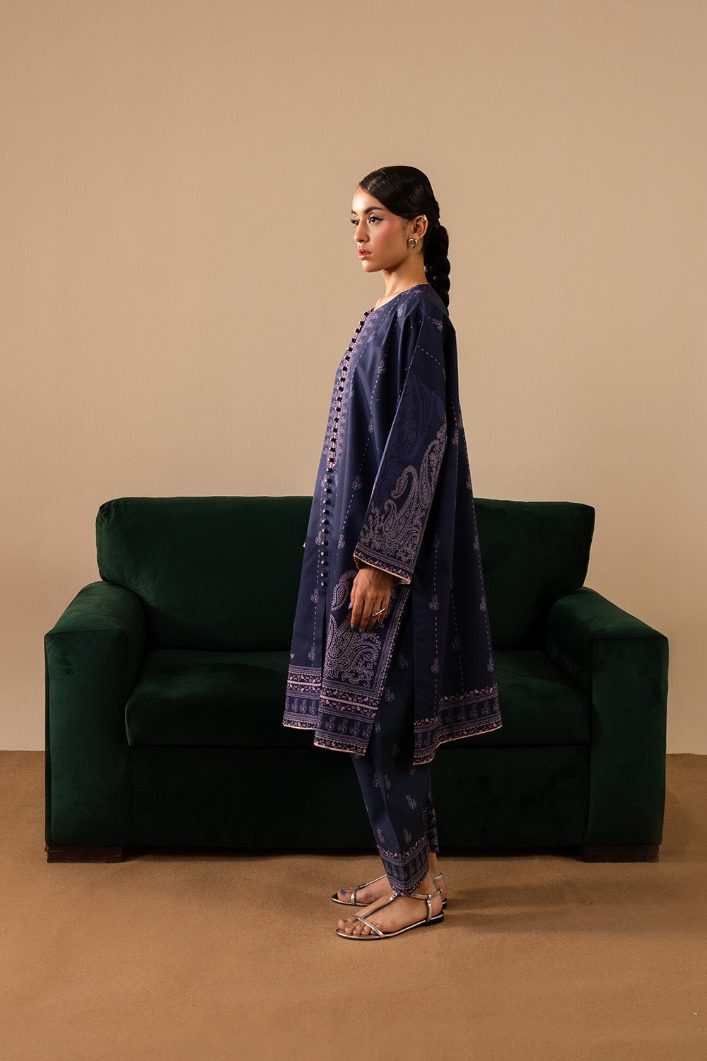 Maryum N Maria | Floren Lawn | ELLINOR-Brand:Maryam N Maria-Type:Ladies Clothes-Navy Blue-Lawn-House of Maryam- Buy in UK, USA