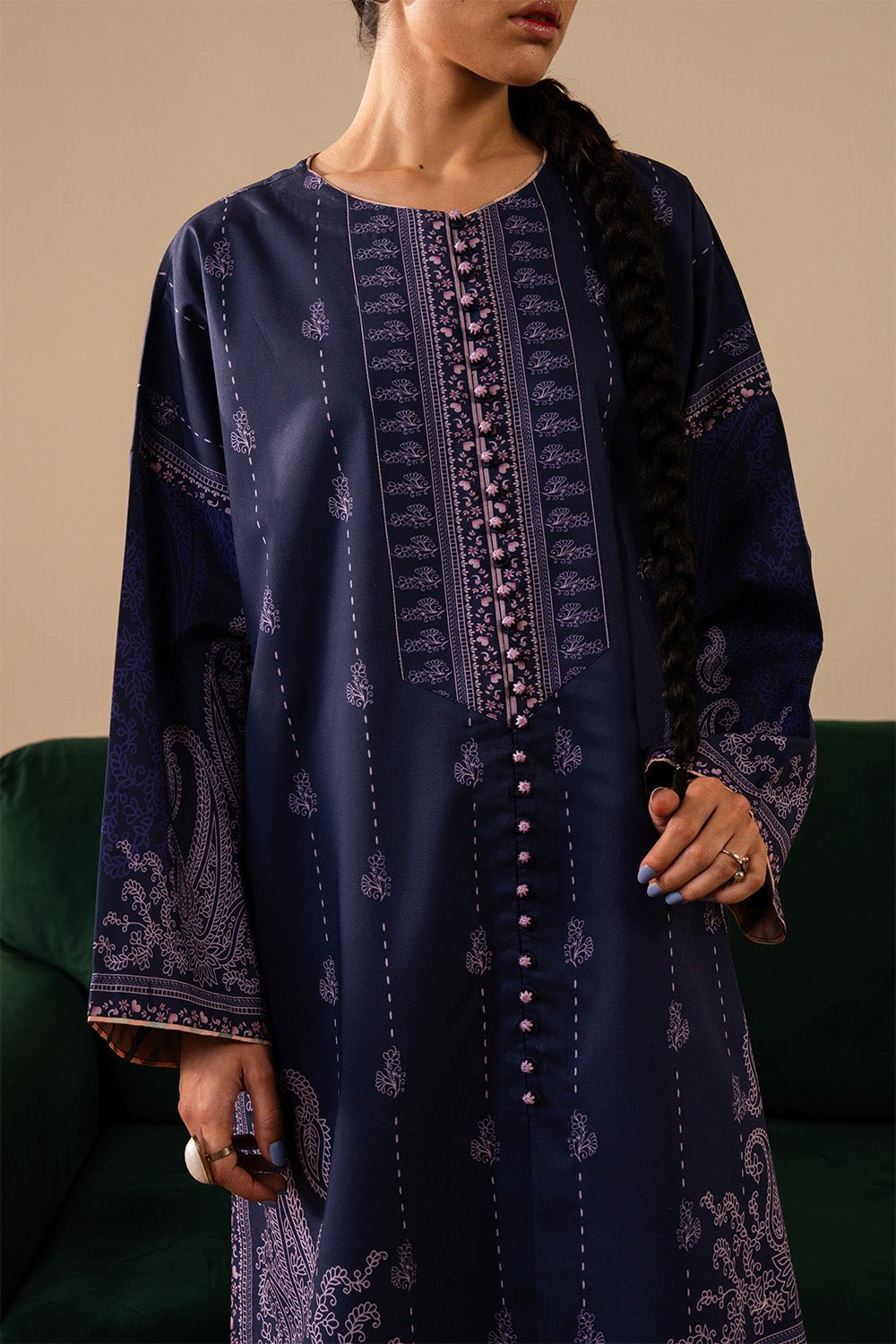 Maryum N Maria | Floren Lawn | ELLINOR-Brand:Maryam N Maria-Type:Ladies Clothes-Navy Blue-Lawn-House of Maryam- Buy in UK, USA