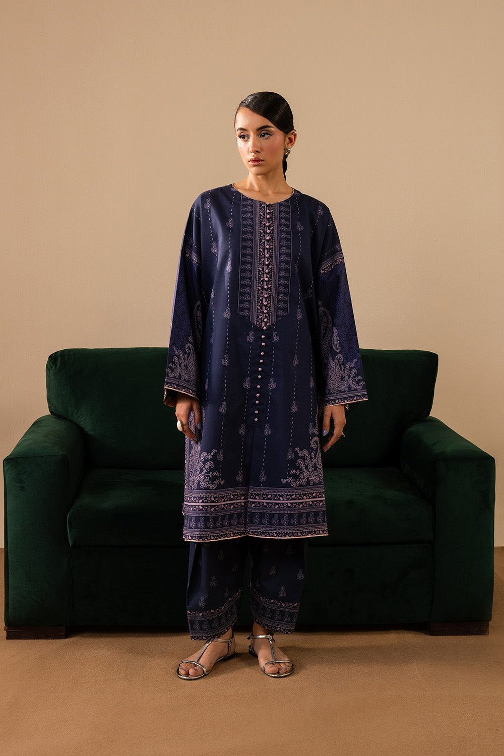 Maryum N Maria | Floren Lawn | ELLINOR-Brand:Maryam N Maria-Type:Ladies Clothes-Navy Blue-Lawn-House of Maryam- Buy in UK, USA