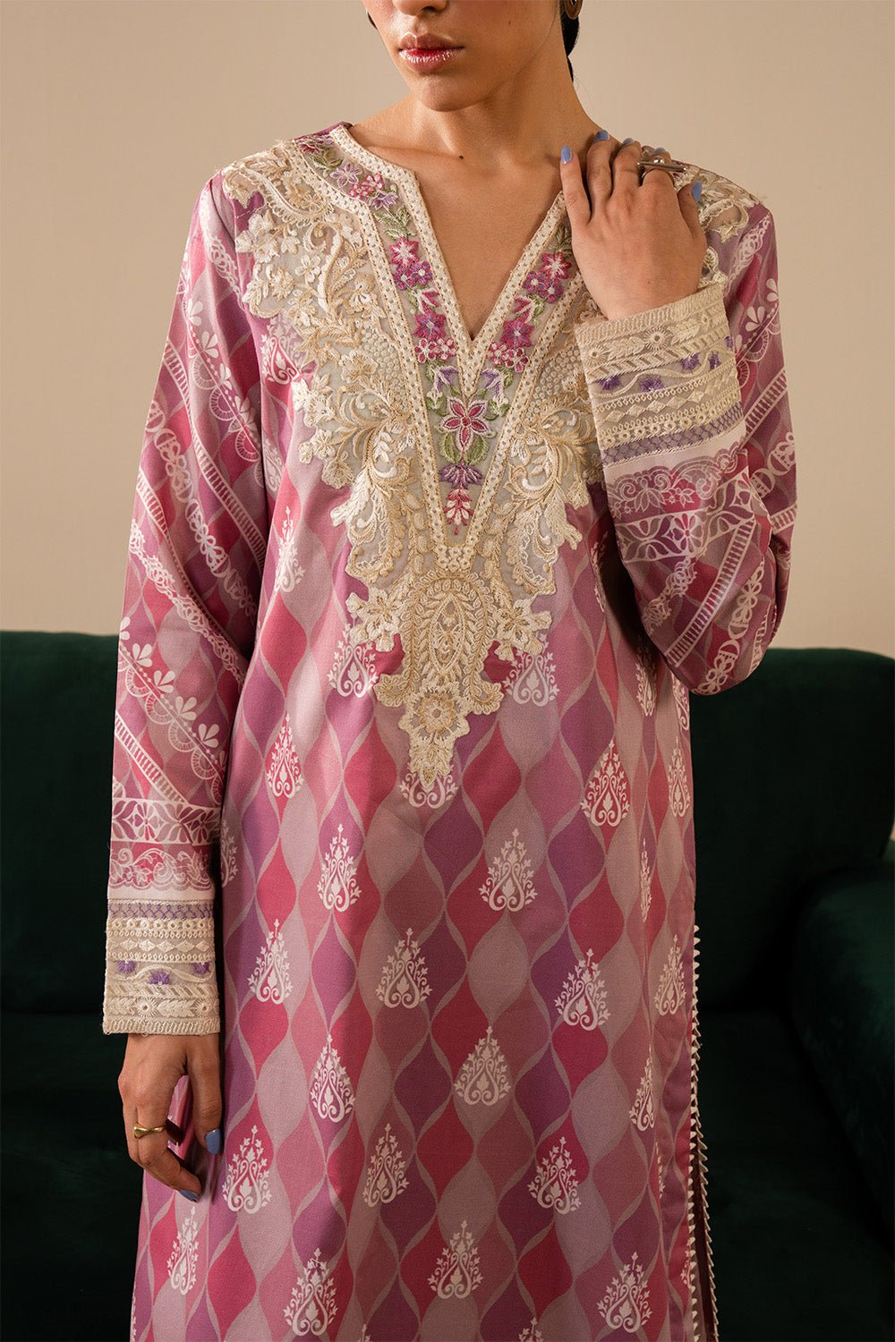 Maryum N Maria | Floren Lawn | LUNA-Brand:Maryum N Maria-Type:Ladies Clothes-Purple Gray-Lawn-House of Maryam- Buy in UK, USA