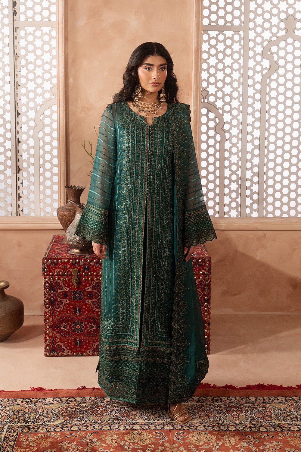 Maryum N Maria | Luxury Edit | AHAVA - MWU5680-Brand:Maryam N Maria-Type:Ladies Clothes-Teal Green-Chiffon-House of Maryam- Buy in UK, USA