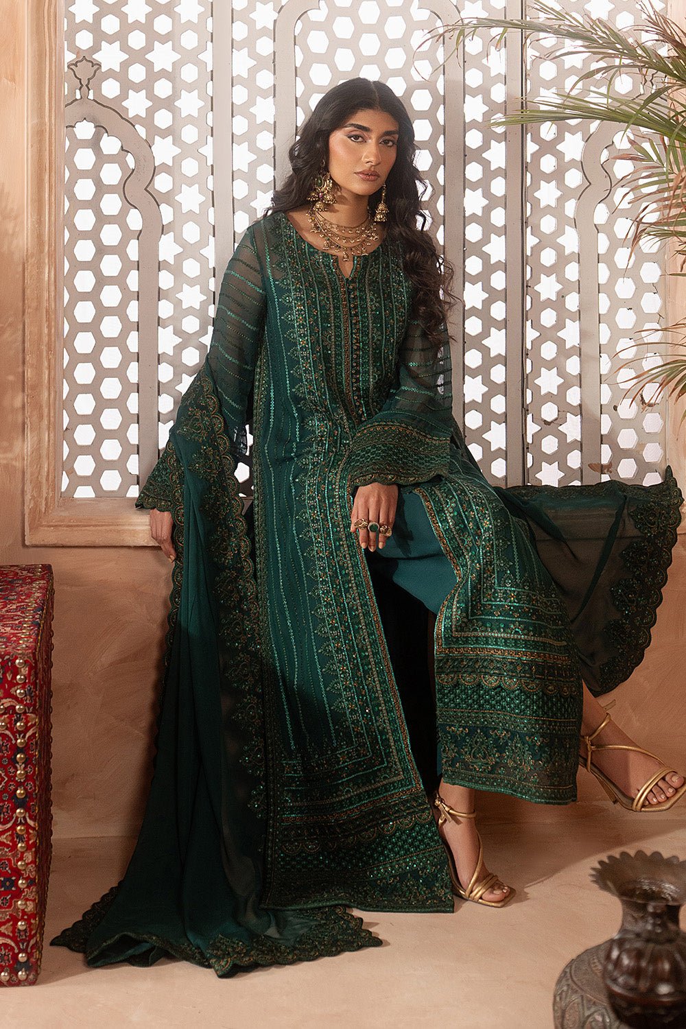 Maryum N Maria | Luxury Edit | AHAVA - MWU5680-Brand:Maryam N Maria-Type:Ladies Clothes-Teal Green-Chiffon-House of Maryam- Buy in UK, USA