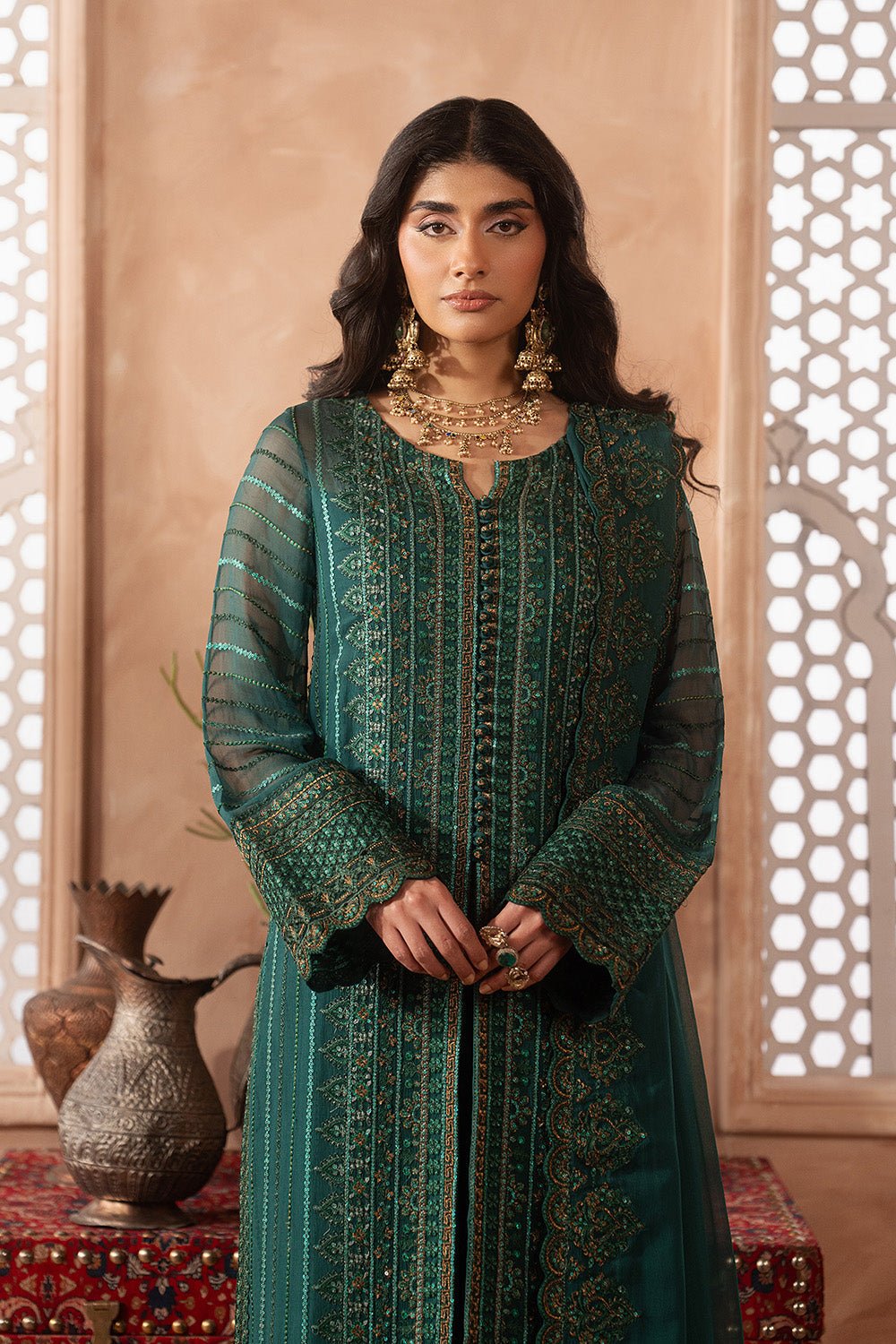 Maryum N Maria | Luxury Edit | AHAVA - MWU5680-Brand:Maryam N Maria-Type:Ladies Clothes-Teal Green-Chiffon-House of Maryam- Buy in UK, USA
