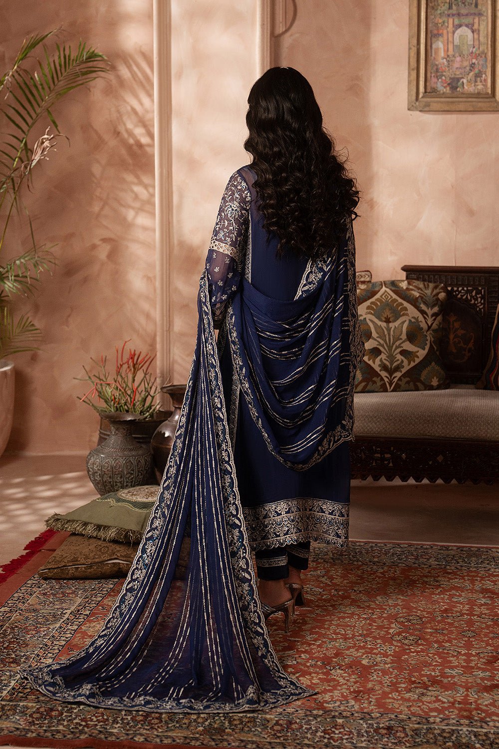 Maryum N Maria | Luxury Edit | ESTEE - MWU5681-Brand:Maryam N Maria-Type:Ladies Clothes-Navy Blue-Chiffon-House of Maryam- Buy in UK, USA