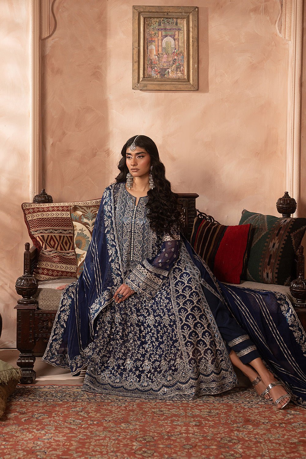Maryum N Maria | Luxury Edit | ESTEE - MWU5681-Brand:Maryam N Maria-Type:Ladies Clothes-Navy Blue-Chiffon-House of Maryam- Buy in UK, USA