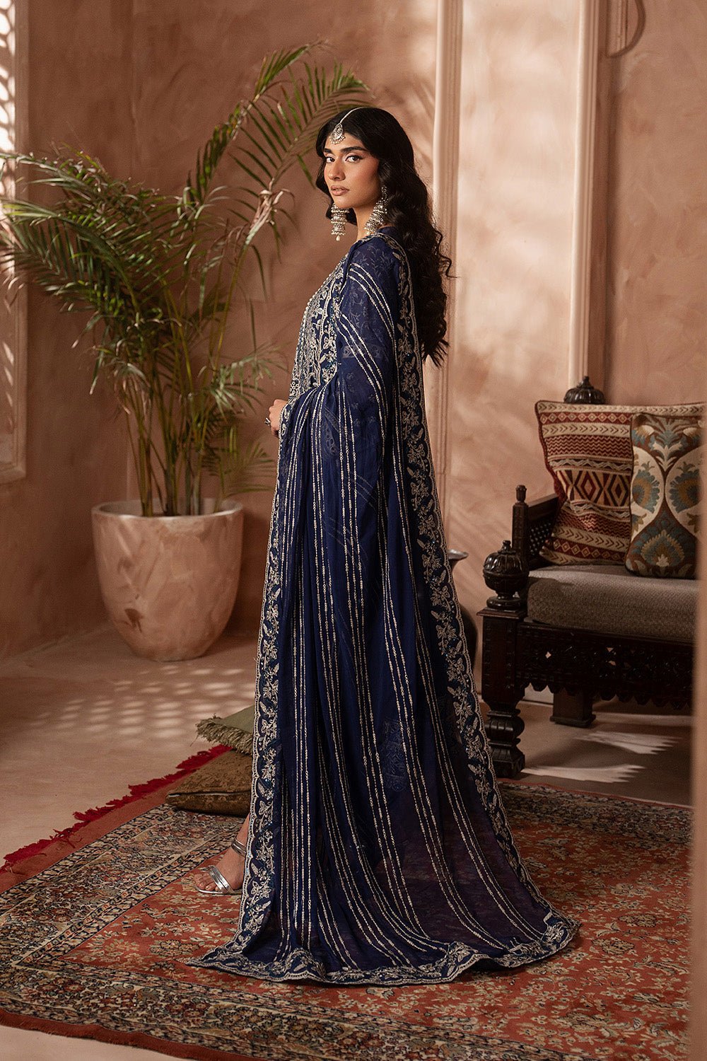 Maryum N Maria | Luxury Edit | ESTEE - MWU5681-Brand:Maryam N Maria-Type:Ladies Clothes-Navy Blue-Chiffon-House of Maryam- Buy in UK, USA