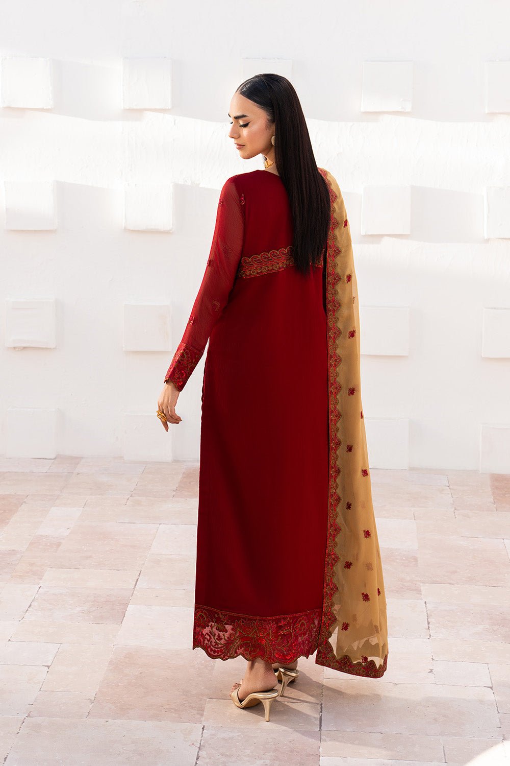 Maryum N Maria | Luxury Edit | KESHET - MWU5682-Brand:Maryam N Maria-Type:Ladies Clothes-Maroon-Chiffon-House of Maryam- Buy in UK, USA