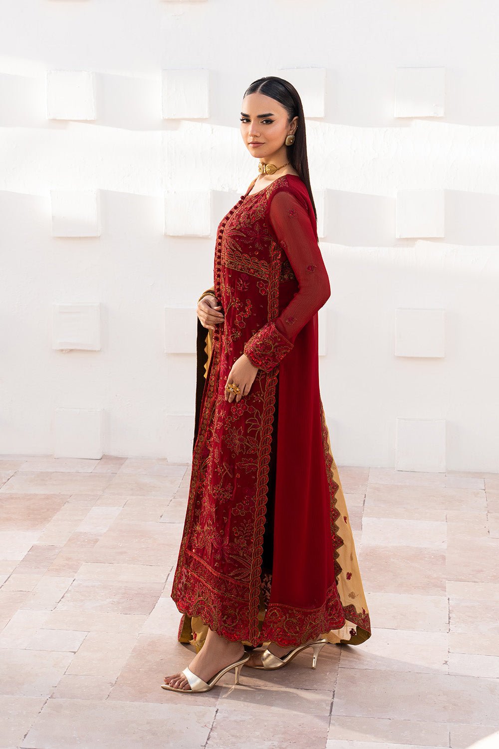 Maryum N Maria | Luxury Edit | KESHET - MWU5682-Brand:Maryam N Maria-Type:Ladies Clothes-Maroon-Chiffon-House of Maryam- Buy in UK, USA