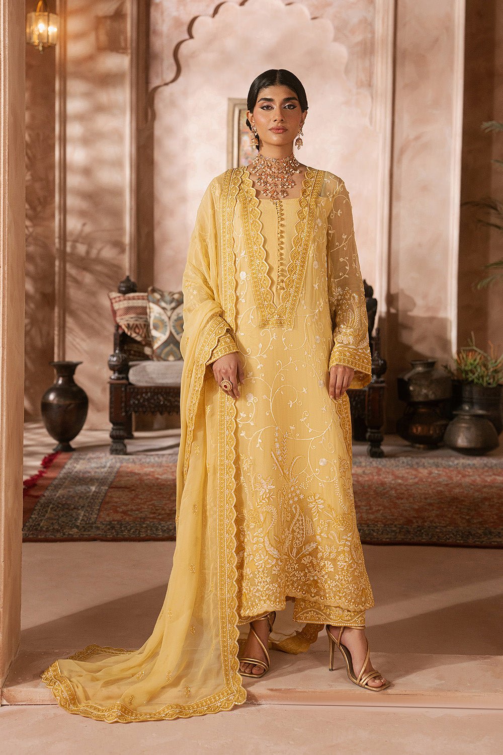 Maryum N Maria | Luxury Edit | LILACH - MWU5683-Brand:Maryam N Maria-Type:Ladies Clothes-Gold-Chiffon-House of Maryam- Buy in UK, USA