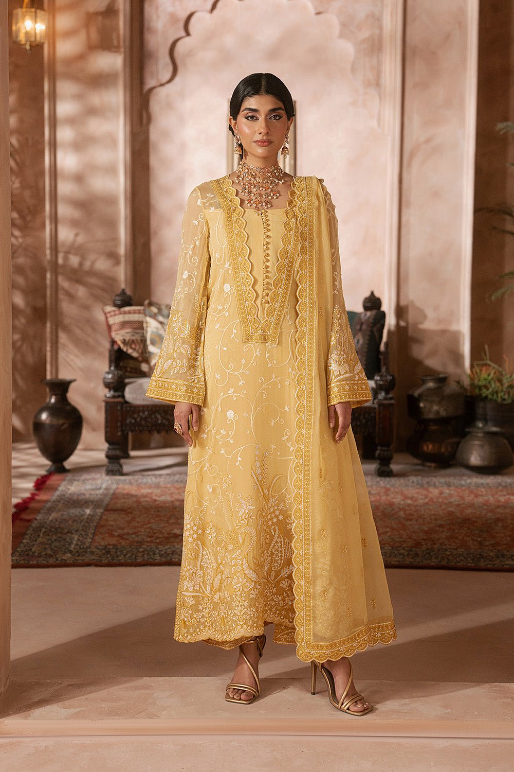 Maryum N Maria | Luxury Edit | LILACH - MWU5683-Brand:Maryam N Maria-Type:Ladies Clothes-Gold-Chiffon-House of Maryam- Buy in UK, USA