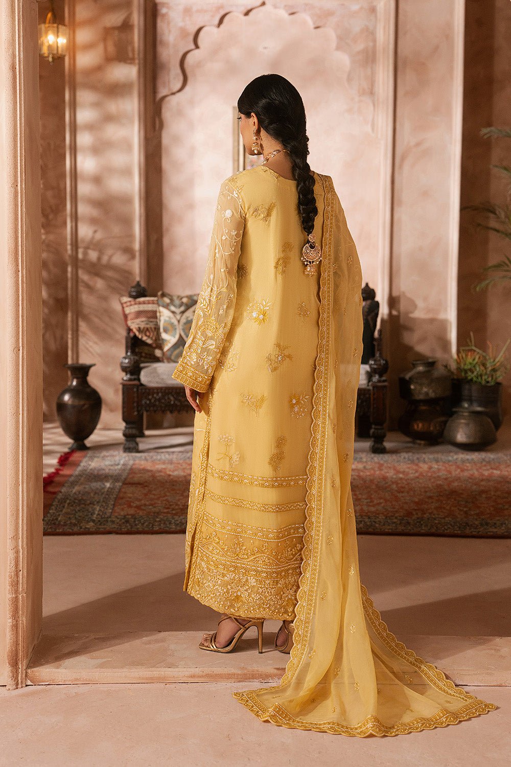 Maryum N Maria | Luxury Edit | LILACH - MWU5683-Brand:Maryam N Maria-Type:Ladies Clothes-Gold-Chiffon-House of Maryam- Buy in UK, USA