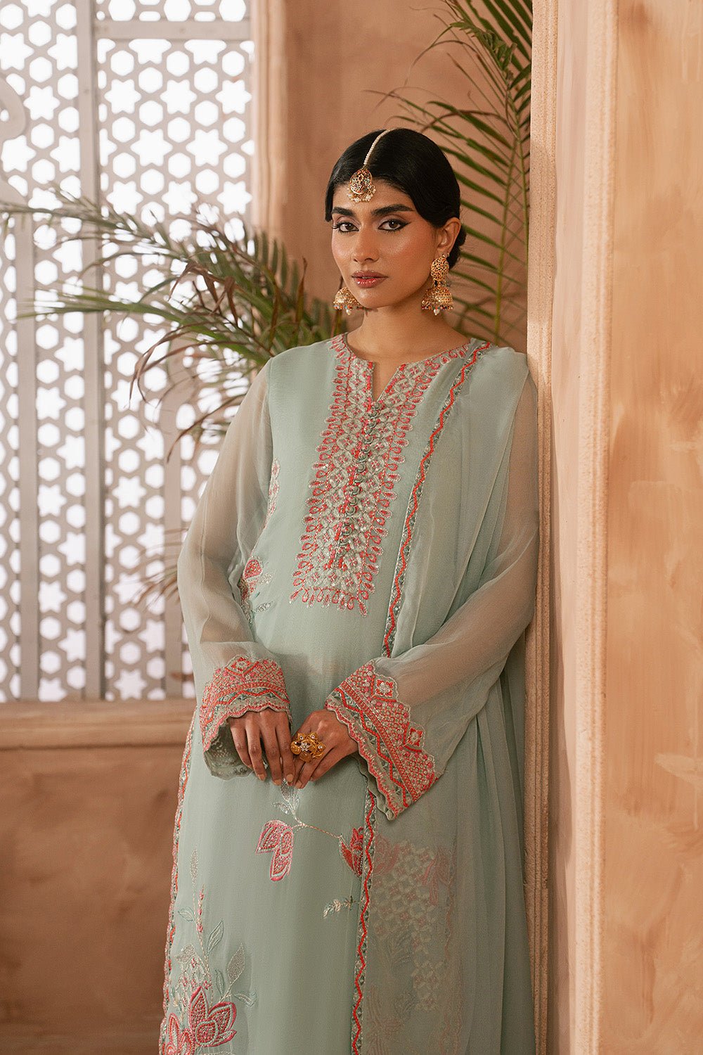 Maryum N Maria | Luxury Edit | MEIRA - MWU5684-Brand:Maryam N Maria-Type:Ladies Clothes-Sage Green-Chiffon-House of Maryam- Buy in UK, USA