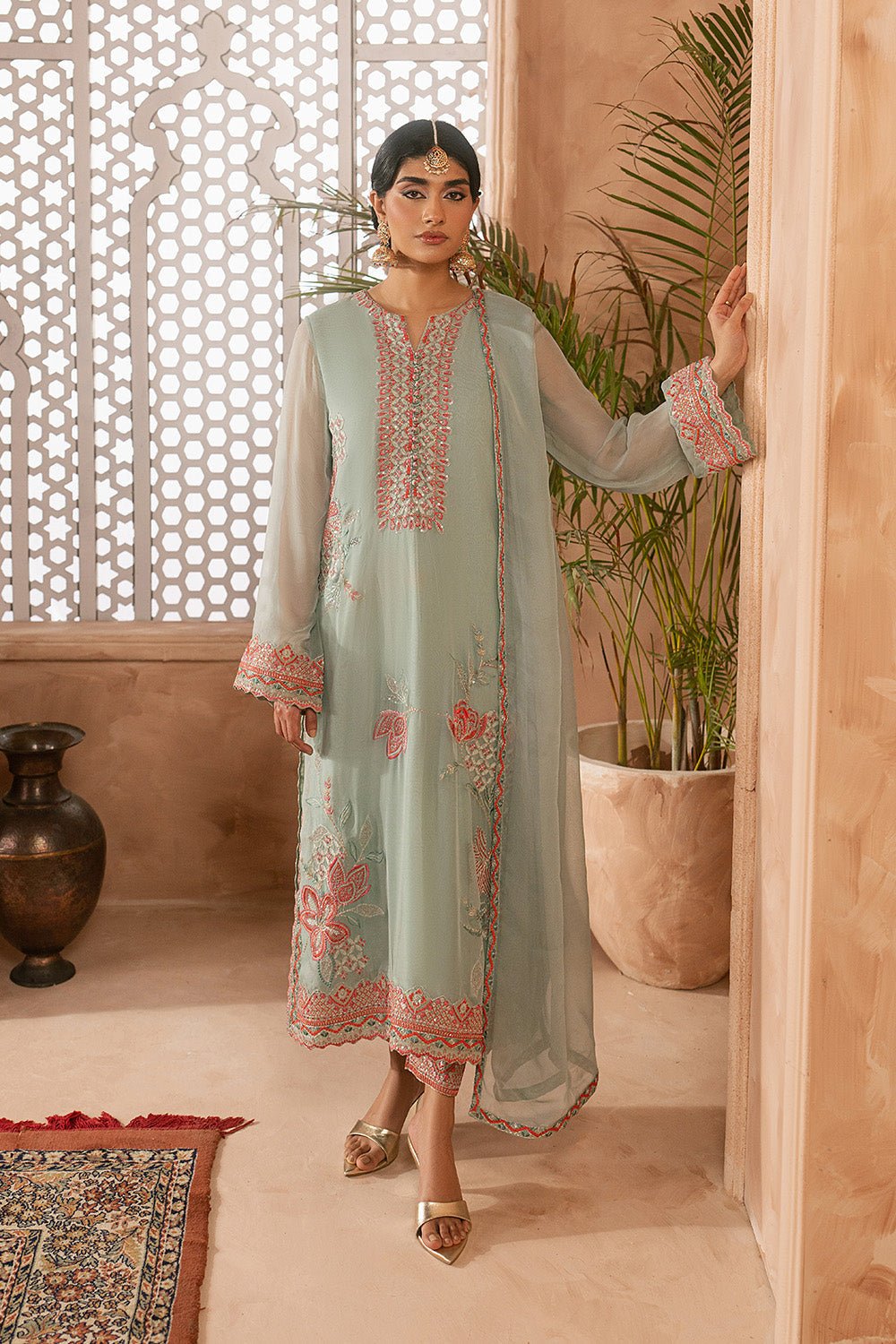 Maryum N Maria | Luxury Edit | MEIRA - MWU5684-Brand:Maryam N Maria-Type:Ladies Clothes-Sage Green-Chiffon-House of Maryam- Buy in UK, USA