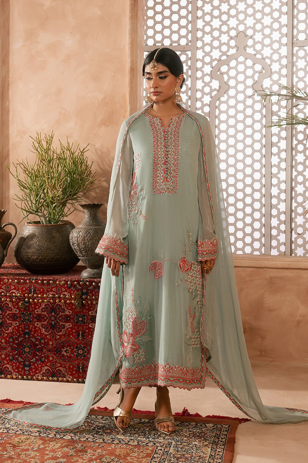 Maryum N Maria | Luxury Edit | MEIRA - MWU5684-Brand:Maryam N Maria-Type:Ladies Clothes-Sage Green-Chiffon-House of Maryam- Buy in UK, USA